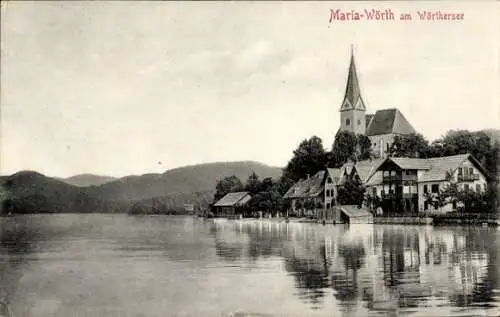 Ak Maria Wörth am Wörthersee Kärnten, Gesamtansicht, Kirche