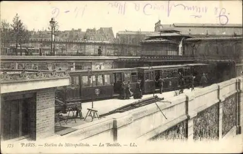 Ak Paris XII Reuilly, Gare de la Bastille, Metro