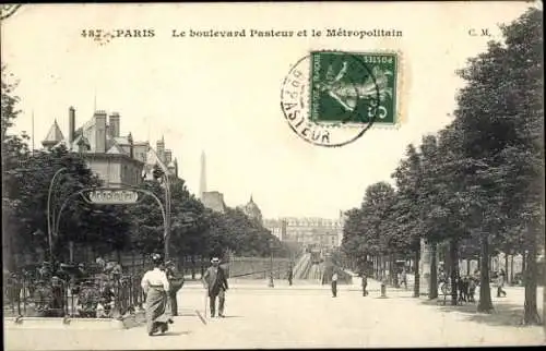Ak Paris XI, Boulevard Pasteur und Metropolitan