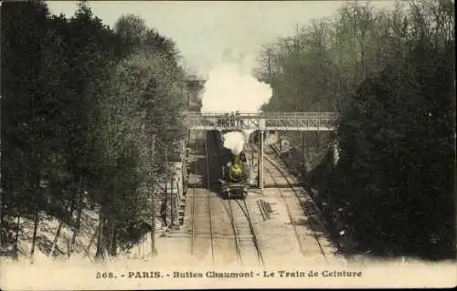 Ak Paris XIX. Buttes Chaumont, The Belt Train