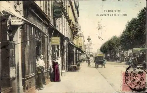 Ak Paris XIX. Buttes Chaumont, Boulevard de la Villette