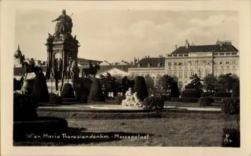 Foto Ak Wien 1 Innere Stadt, Maria Theresiendenkmal, Messepalast