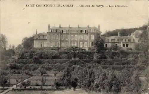 Ak Saint-Christophe-Le-Jajolet Orne, Schloss Sassy, Terrassen