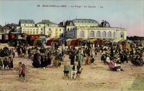 Ak Boulogne sur Mer Pas de Calais, Strand, Casino