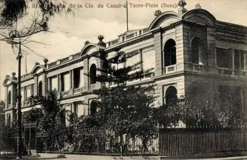 Ak Suez Egypt, Firmenbüros. vom Kanal bis Terre-Plein