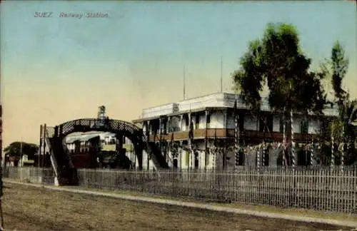 Ak Suez Ägypten, Railway Station