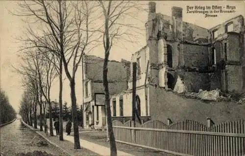 Ak Orzysz Arys Ostpreußen, Zerstörungen in der Bronsart Straße, I WK