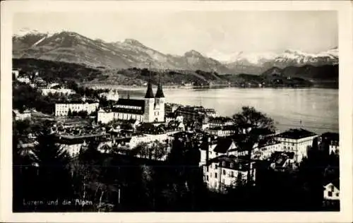 Ak Luzern Stadt Schweiz, Gesamtansicht, Alpen