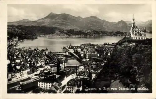 Ak Luzern Stadt Schweiz, Rigi, Blick vom Gütsch