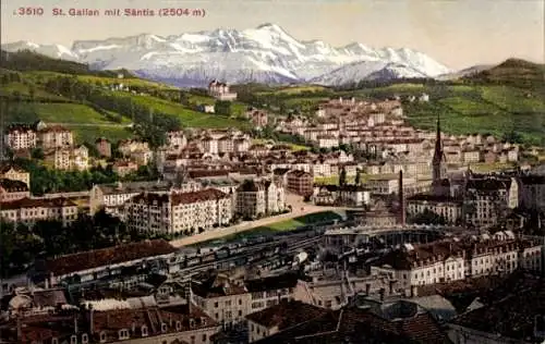 Ak Sankt Gallen Stadt Schweiz, Panorama, Säntis