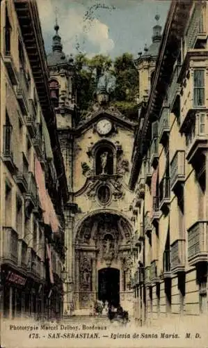 Ak Donostia San Sebastian Baskenland, Kirche Santa Maria