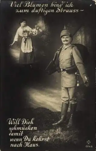 Ak Soldatenliebe, Viel Blumen bind ich, I WK