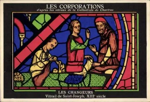 Ak Chartres Eure et Loir, The Corporations, The Changers, Buntglasfenster von Saint-Joseph