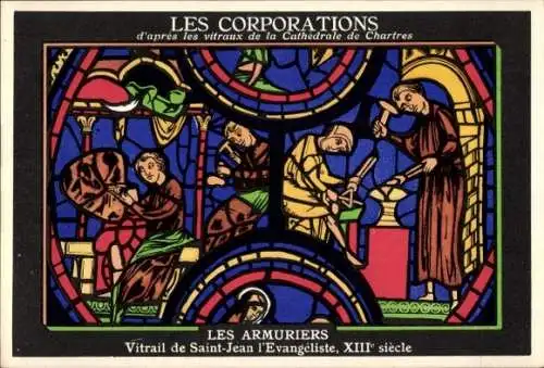 Ak Chartres Eure et Loir, Les Corporations, Les Armuriers, Vitrail de Saint-Jean l'Evangeliste