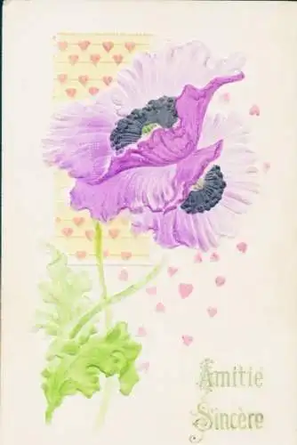 Präge Ak Glückwunsch, Blühende Blume, Kitsch