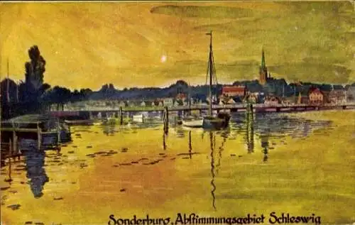 Künstler Ak Sønderborg Sonderburg Dänemark, Abstimmungsgebiet Schleswig, Gesamtansicht