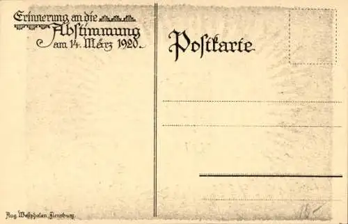 Künstler Ak Holt, Bleibe Treu, Abstimmung Schleswig 14. März 1920