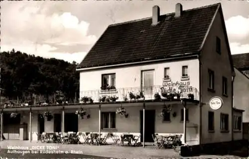 Ak Aulhausen Rüdesheim am Rhein, Weinhaus Dicke Toni, Außenansicht