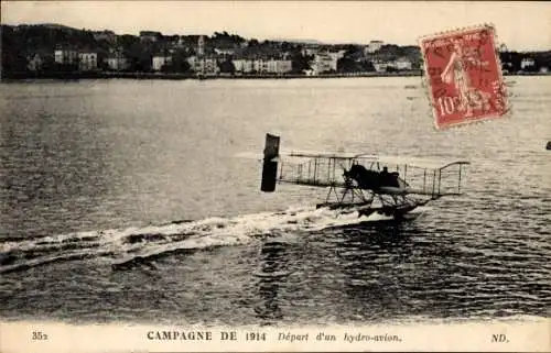 Ak Französisches Militärflugzeug, Wasserflugzeug, Kampagne 1914