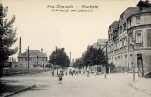 Ak Neusörnewitz Coswig in Sachsen, Brockwitz, Fabrikstraße, Gasanstalt