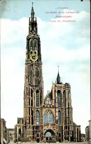 Ak Antwerpen Flandern, Der Turm der Kathedrale