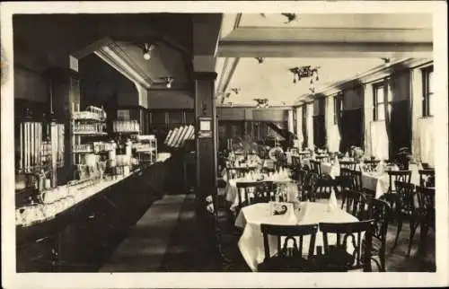 Ak Basel Stadt Schweiz, Grand Café Restaurant Baselstab, Innenansicht