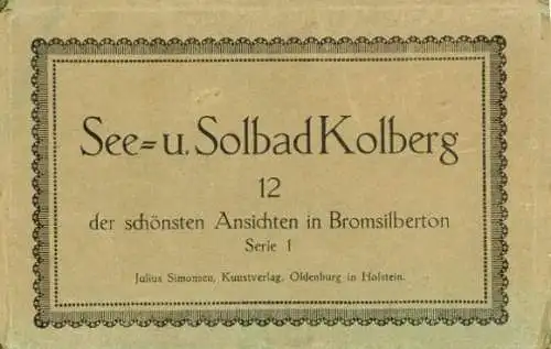 12 alte Ak Kołobrzeg Ostseebad Kolberg Pommern, im passenden Heft, diverse Ansichten