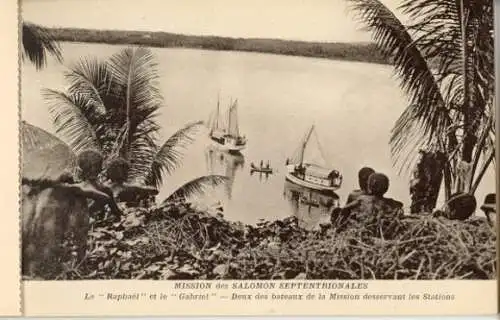 12 Ak Salomonen Ozeanien, Mission des Salomon Septentrionales, im passenden Heft, diverse Ansichten