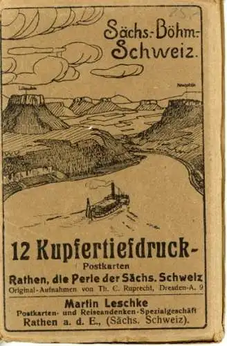 12 alte Ak Rathen an der Elbe Sächsische Schweiz, im passenden Heft, diverse Ansichten