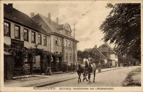 Ak Nordstemmen in Niedersachsen, Gasthaus Tangermann, Landbundhaus, Pferde, Reiter