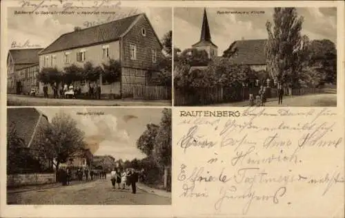 Ak Rautenberg Harsum in Niedersachsen, Bäckerei, Gastwirtschaft, Pastorenhaus, Kirche, Hauptstraße