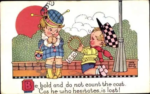 Künstler Ak Birch, Nora Annie, Junge schenkt einem Mädchen einen Ring, Hochzeitsantrag