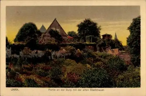 Ak Unna in Westfalen, Burg, alte Stadtmauer