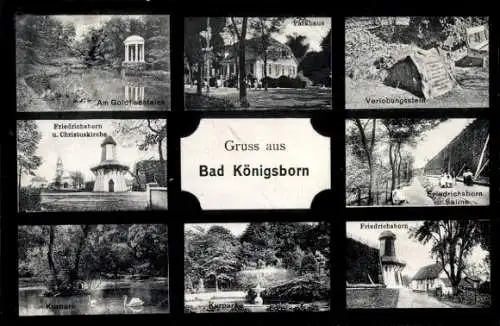 Ak Königsborn Unna im Ruhrgebiet, Friedrichsborn, Goldfischteich, Verlobungsstein, Saline, Kurpark