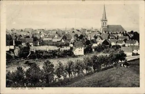 Ak Unna in Westfalen, Panorama, Evangelische Kirche