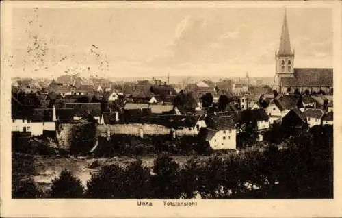 Ak Unna in Westfalen, Totalansicht, Kirche