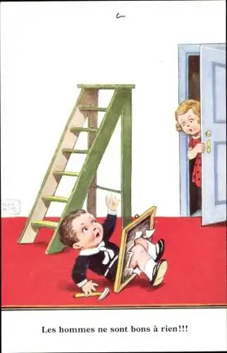 Künstler Ak Wills, John, Junge ist von Leiter gestürzt