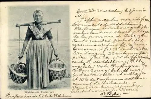 Ak Walcheren Zeeland, Fischfrau in Tracht