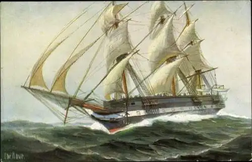 Künstler Ak Rave, Chr., Marine Galerie 282, SM Segelfregatte Niobe, 1849, Segelschiff