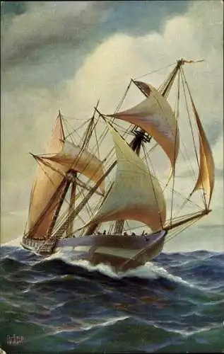 Künstler Ak Rave, Chr., Marine Galerie 204, Segelschiff an der Küste von Malabar