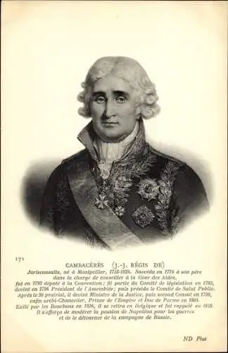 Ak Jean-Jacques Régis de Cambacérès, Portrait