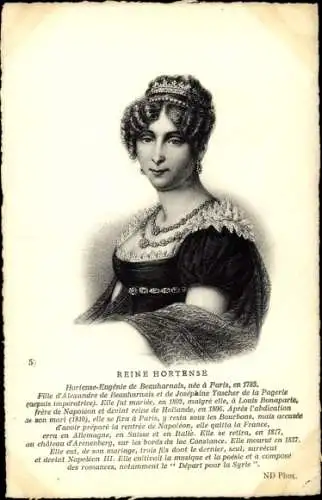 Ak Reine Hortense, Portrait