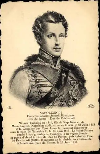 Ak Napoleon II, Francois-Charles-Joseph Bonaparte, Roi de Rome, Duc de Reichstadt