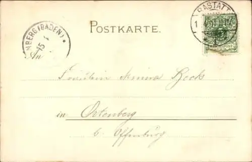 Litho Junge Frau mit Vogelkäfig