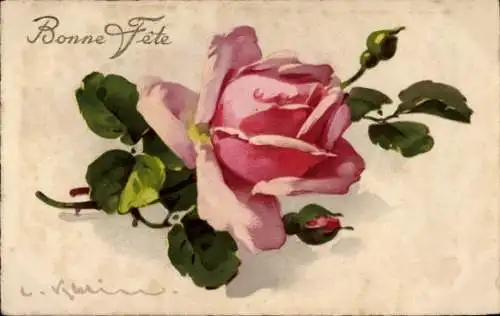 Künstler Ak Klein, Catharina, Rosa Rose, Glückwunsch