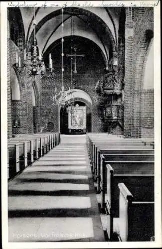 Ak Horsens Dänemark, Blick in die Kirche
