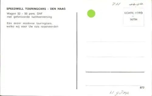 Ak Den Haag Südholland Niederlande, Speedwell Touringcars, Bus