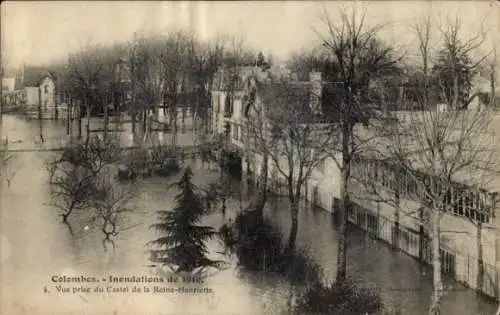 Ak Colombes Hauts de Seine, Hochwasser 1910, Castel de la Reine-Henriette