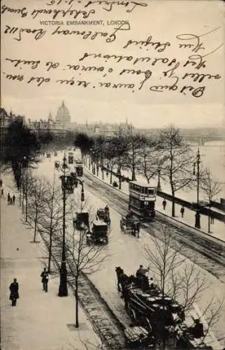 Ak London City England, Victoria-Embankment