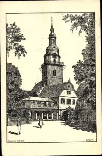 Ak Erbach im Odenwald Hessen, Schlossplatz, Rathaus, Kirche